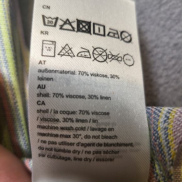 Wezc Linen Blend Shirt Mens M Striped Button Up Short Sleeve - Picture 4 of 8